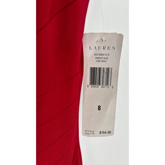 Lauren Ralph Lauren Womens Red Cowl Neck Sheath Dress Ruched Side Size 8 NWT - Picture 12 of 13